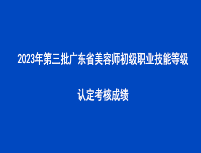 2023年第三批广东省美容师初级职业技能等级认定考核成绩
