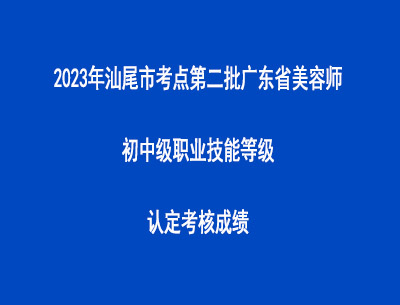 2023年汕尾市考点第二批广东省美容师初中级职业技能等级认定考核成绩