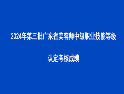 2024年第三批广东省美容师中级职业技能等级认定考核成绩